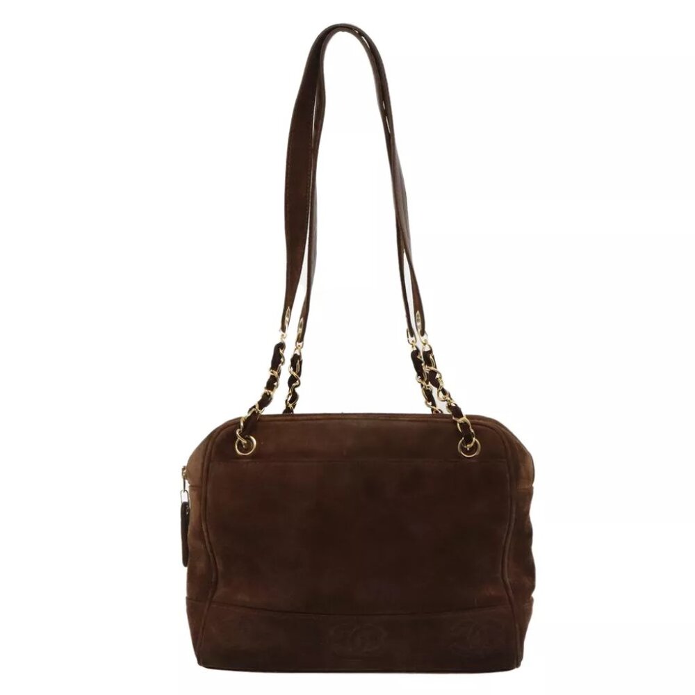 CHANEL Tote Bag Suede Brown Gold CC Auth ep5443 - Picture 3 of 16